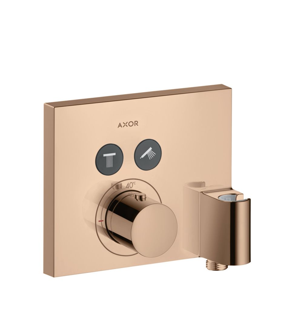 https://raleo.de:443/files/img/11eeea2d31f7dee092906bba4399b90c/size_l/AXOR-HG-AXOR-ShowerSelect-Thermostat-Unterputz-eckig-fuer-2-Verbraucher-mit-Wandanschluss-und-Brausehalter-Polished-Red-Gold-36712300 gallery number 1